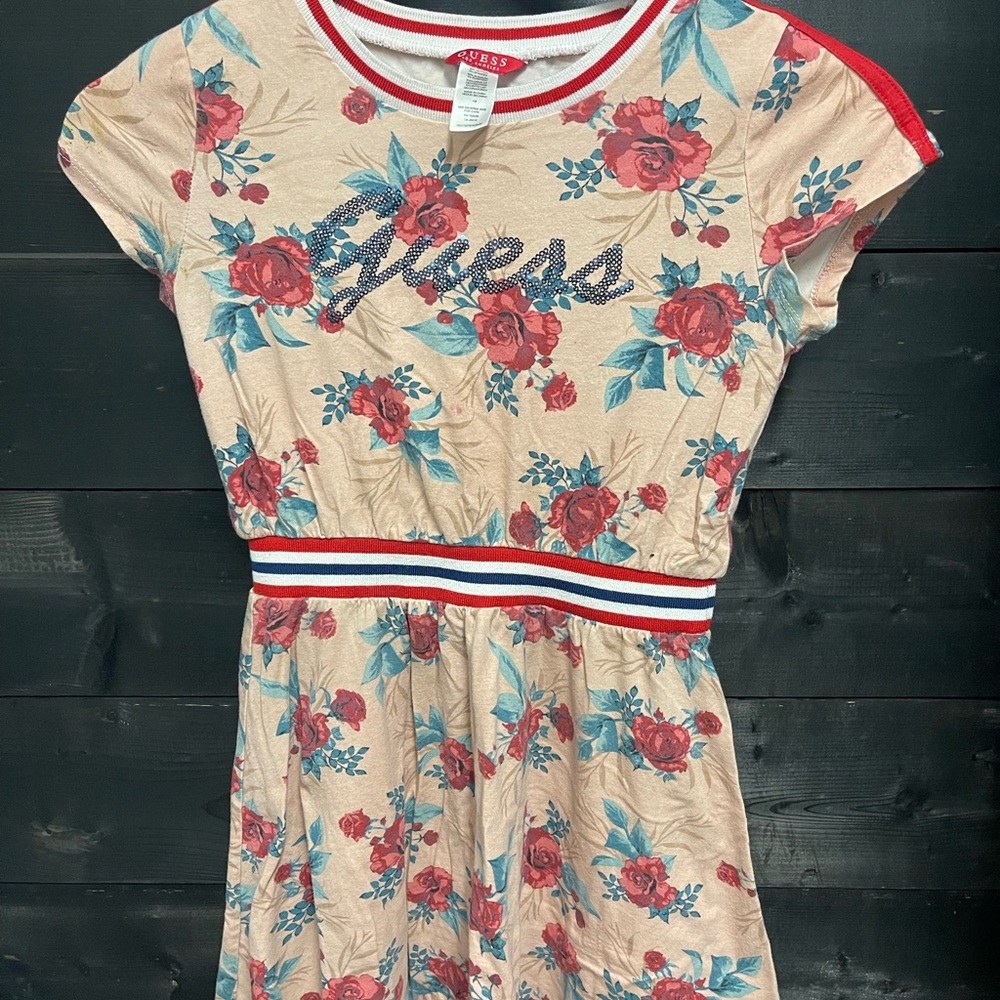 Guess Kids Floral Dress - Red and Tan